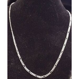 Sterling Silver 925‎ Plated 18 Inch Figaro Chain Necklace New 1/16th+" Wide New